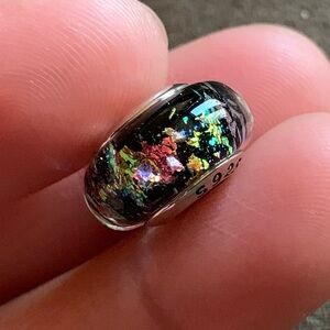 NWOT Iridescent Multicolored Effervescence Murano Glass Charm Sterling Silver